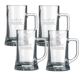 Glass beer mug - set of 4