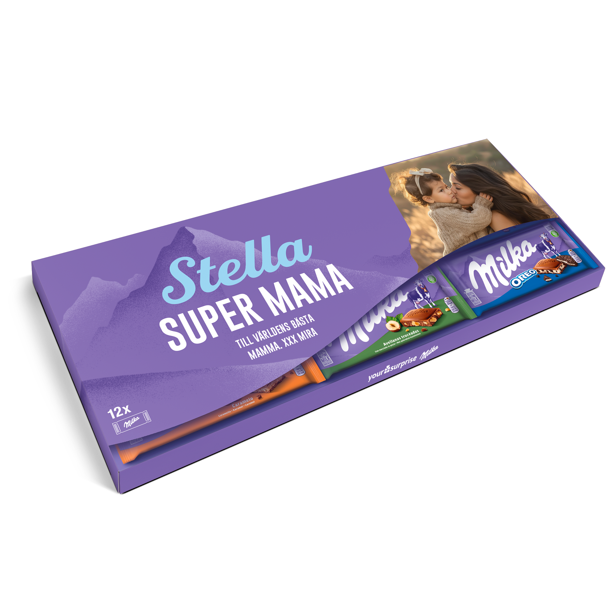 Mega Milka med tryckt namn