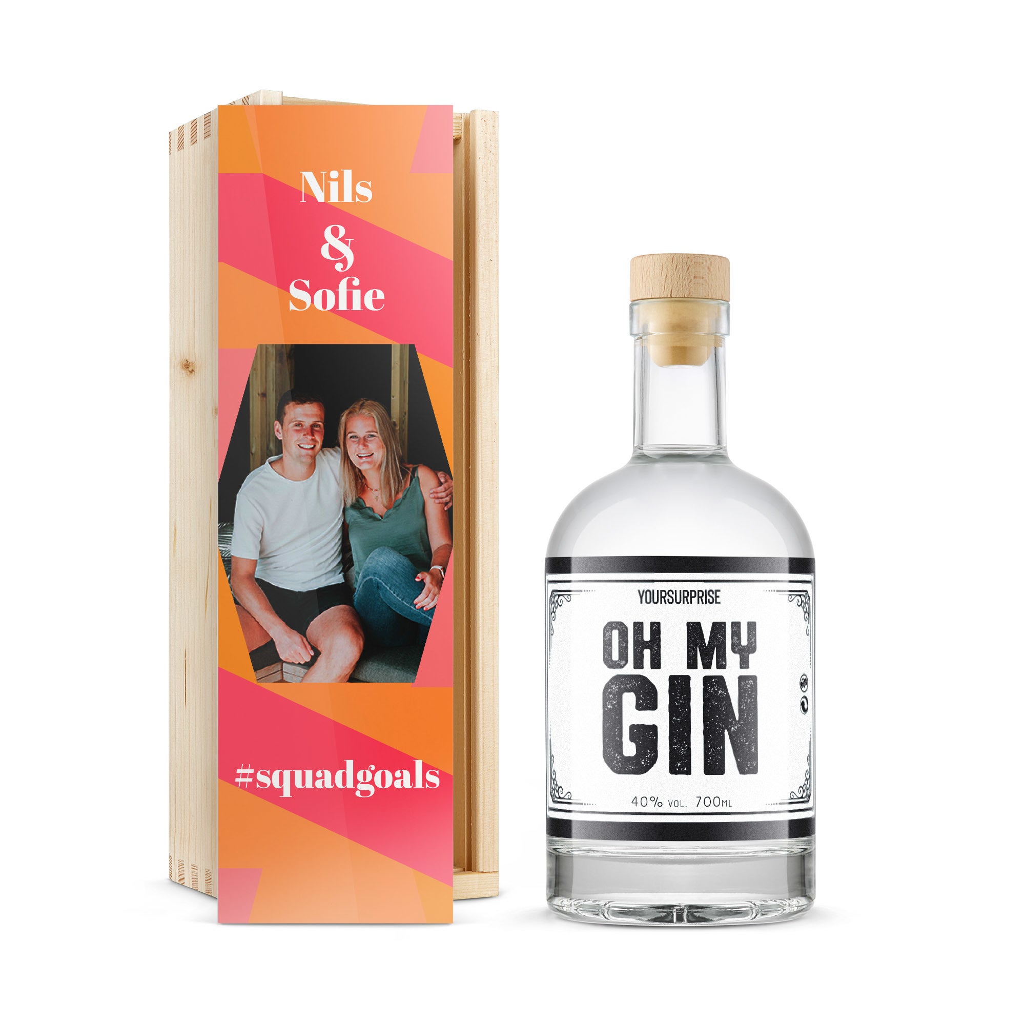 Gin personalisieren – Gingeschenkset mit bedruckter Holzkiste - YourSurpriseEigenmarke