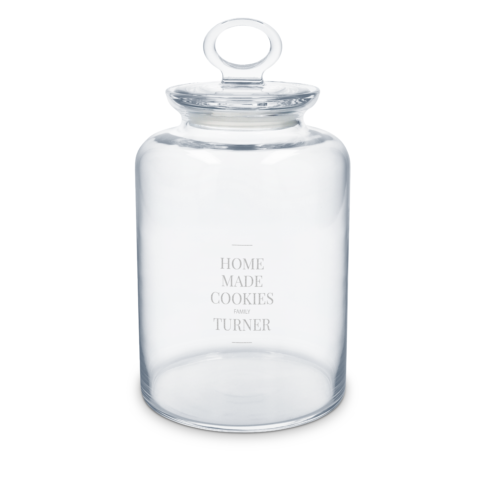 Personalised engraved glass cookie jar