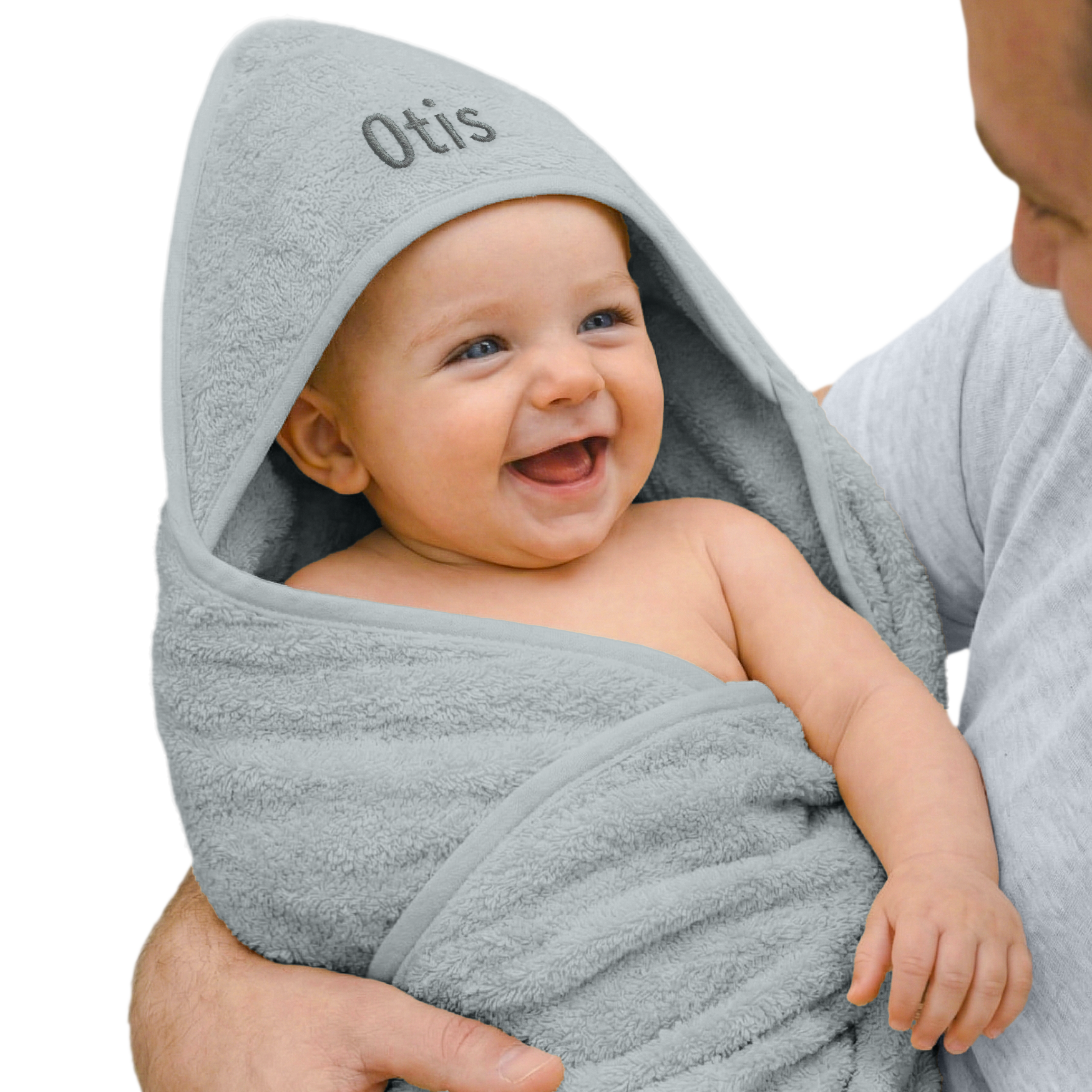 Personalised baby hooded towel - Terrycloth - Blue