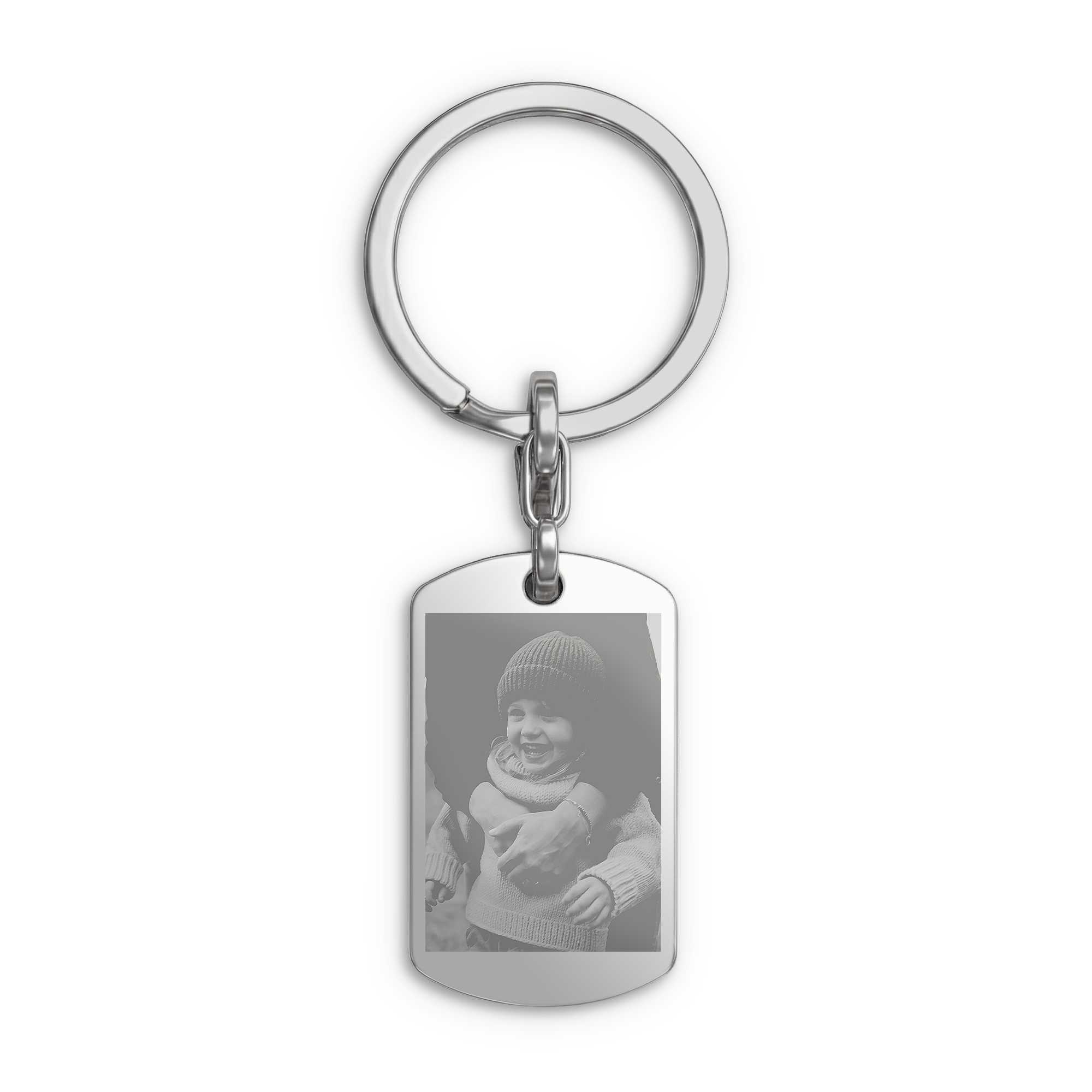 Personalisierter Foto-Schlüsselanhänger - Hundemarke - Silber