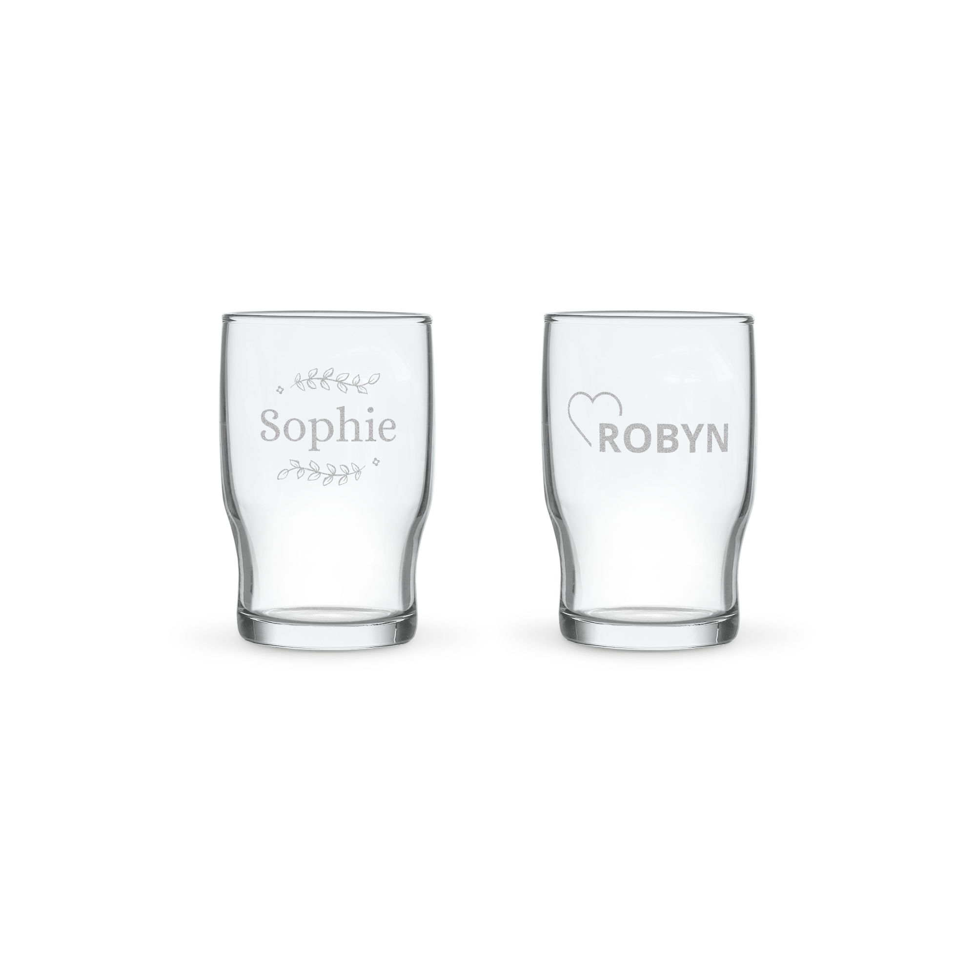 Personalised water glass - Engraved - 2 pcs