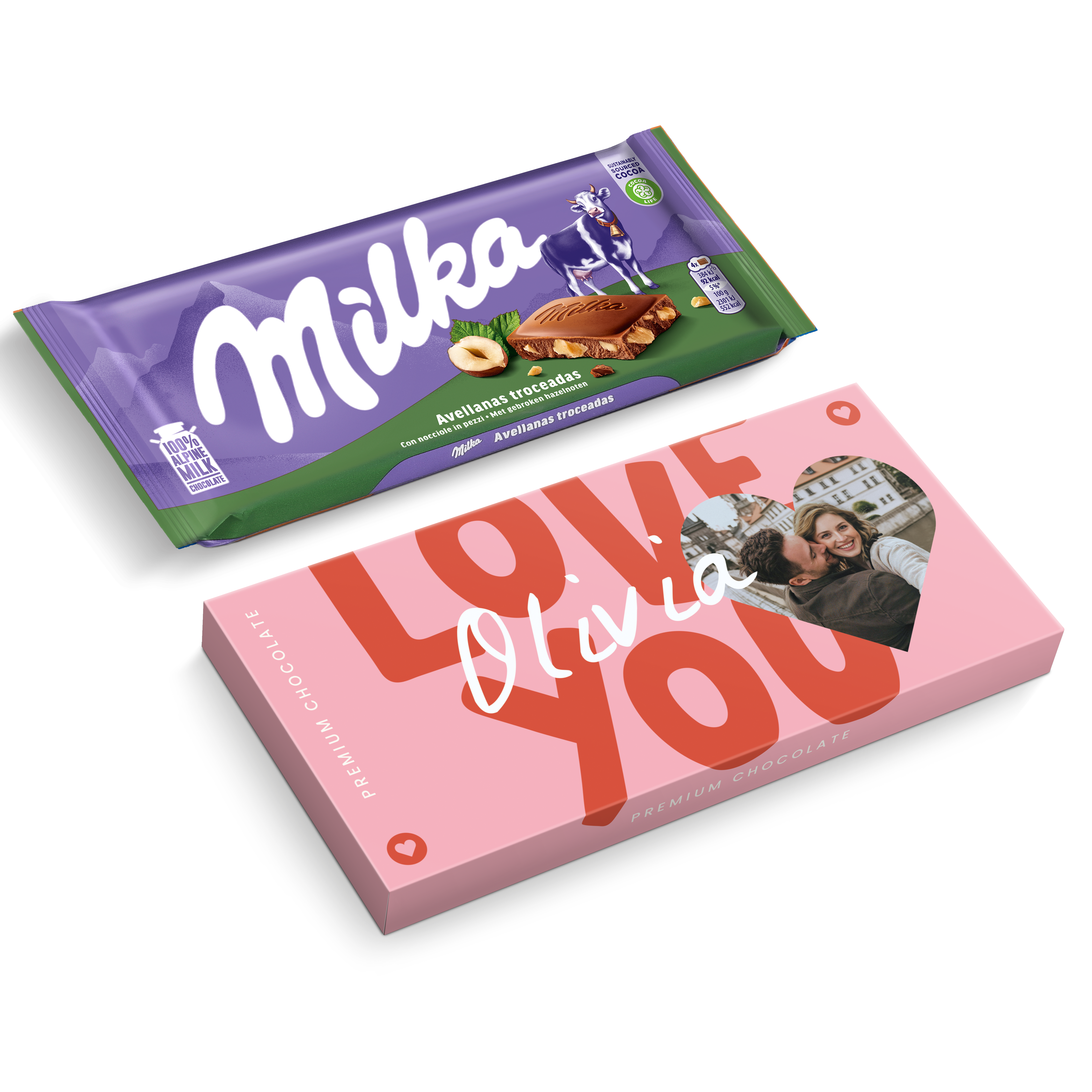 Felicitare personalizată cu ciocolată Milka
