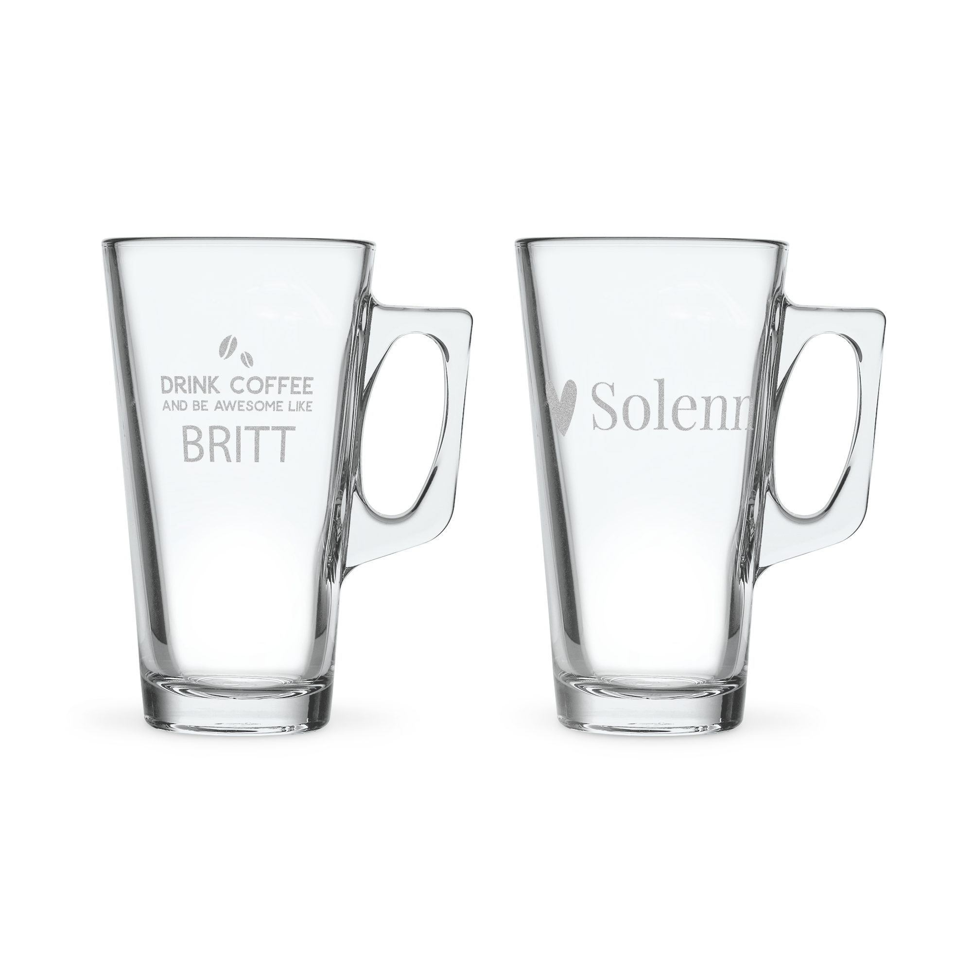 Latte Macchiato glas graveren - 2 stuks