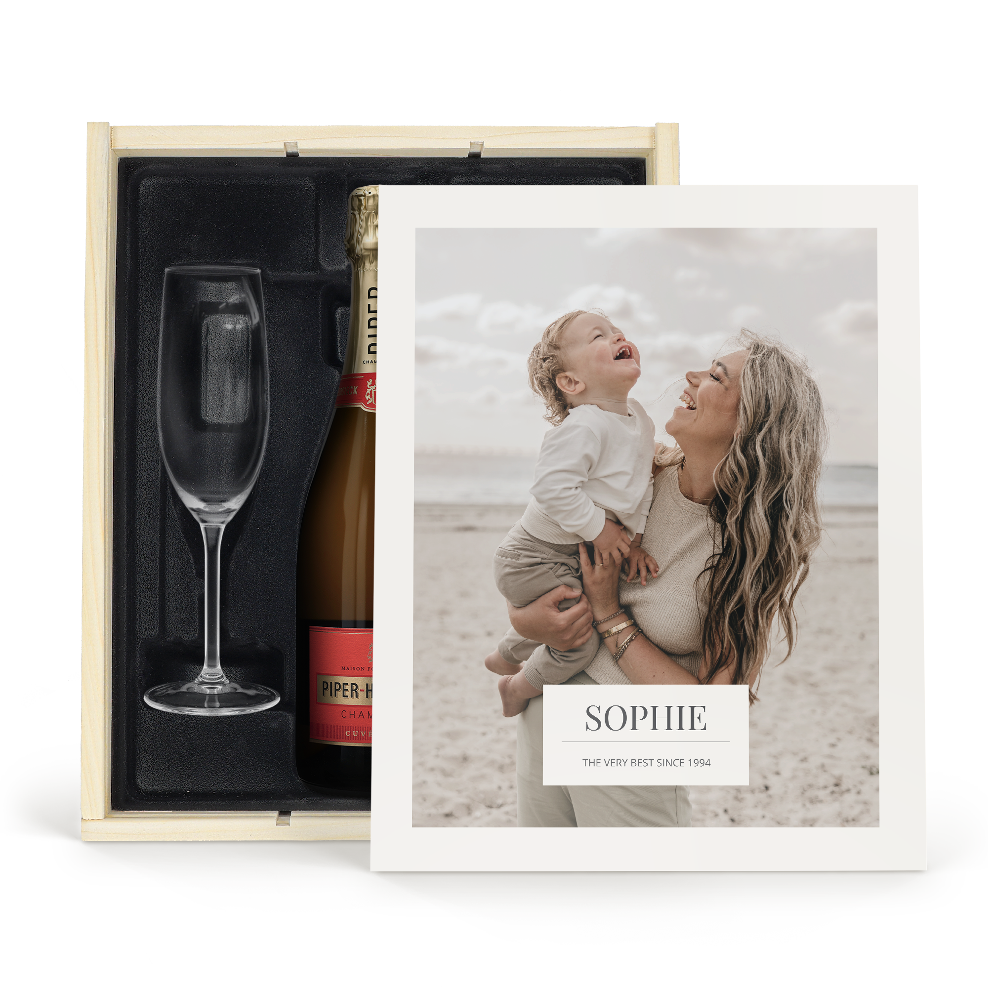 Champagnepakket met glazen - Piper Heidsieck Brut (750ml) - Bedrukte deksel
