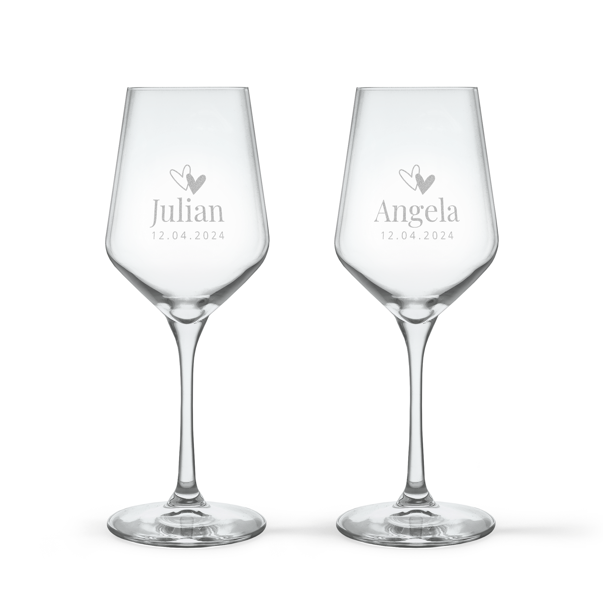 Weißweinglas mit Gravur - Modern - 2 Stück