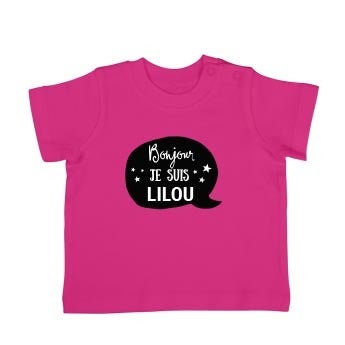 T-shirt bébé personnalisé - Manches courtes - Fuchsia - 50/56