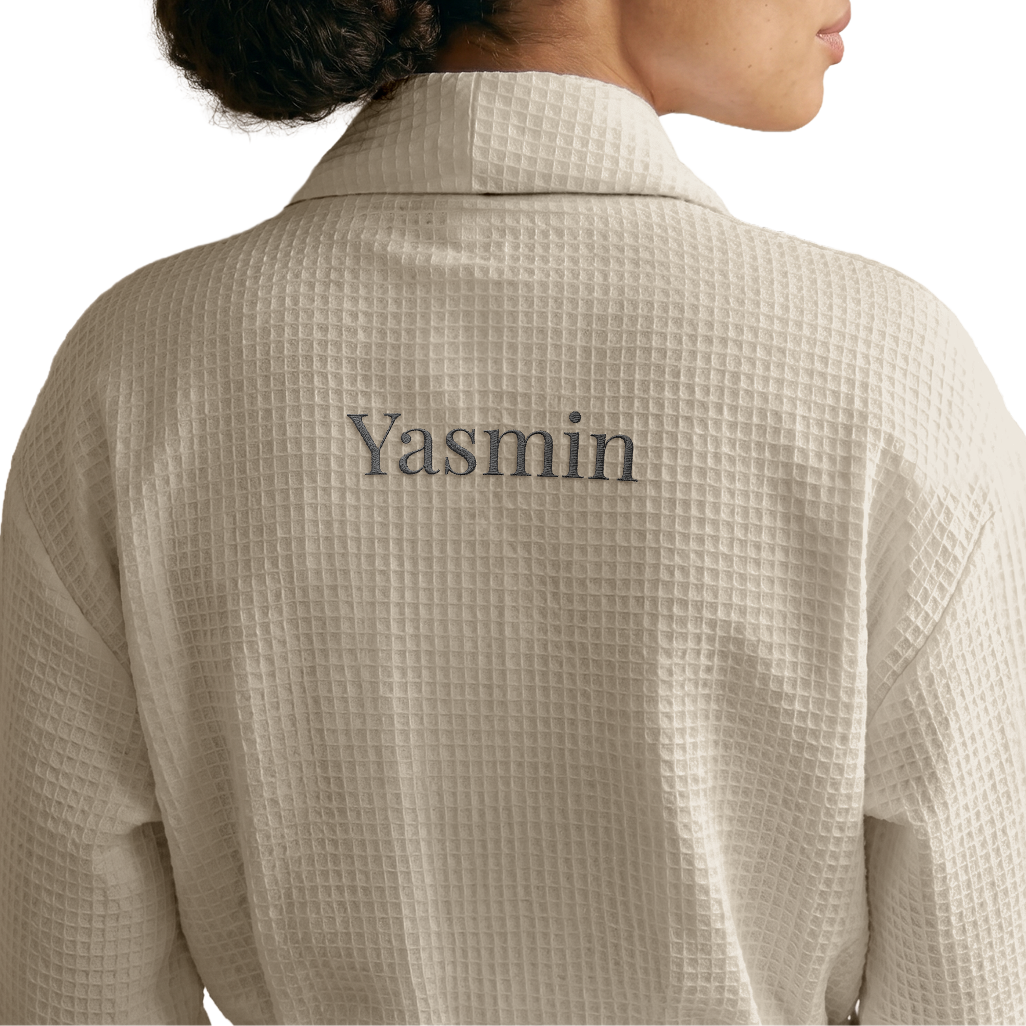 Personalisert vaffelmorgenkåpe for dame