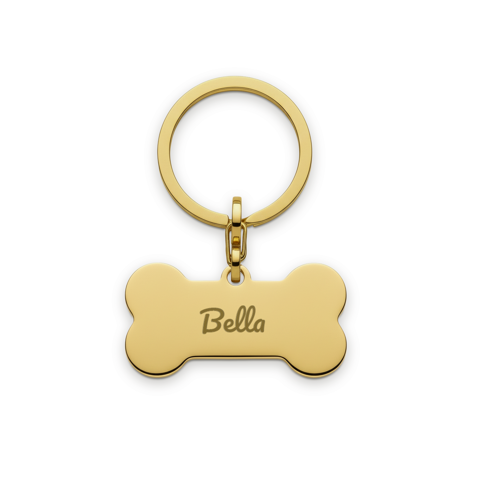 Engraved key ring - Bone - Gold