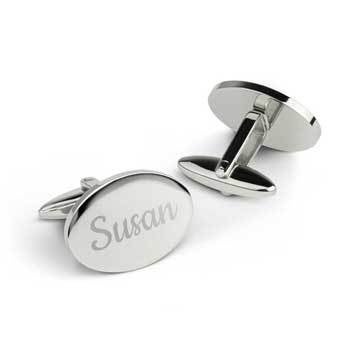Personalized cufflinks - Oval - Stainless steel