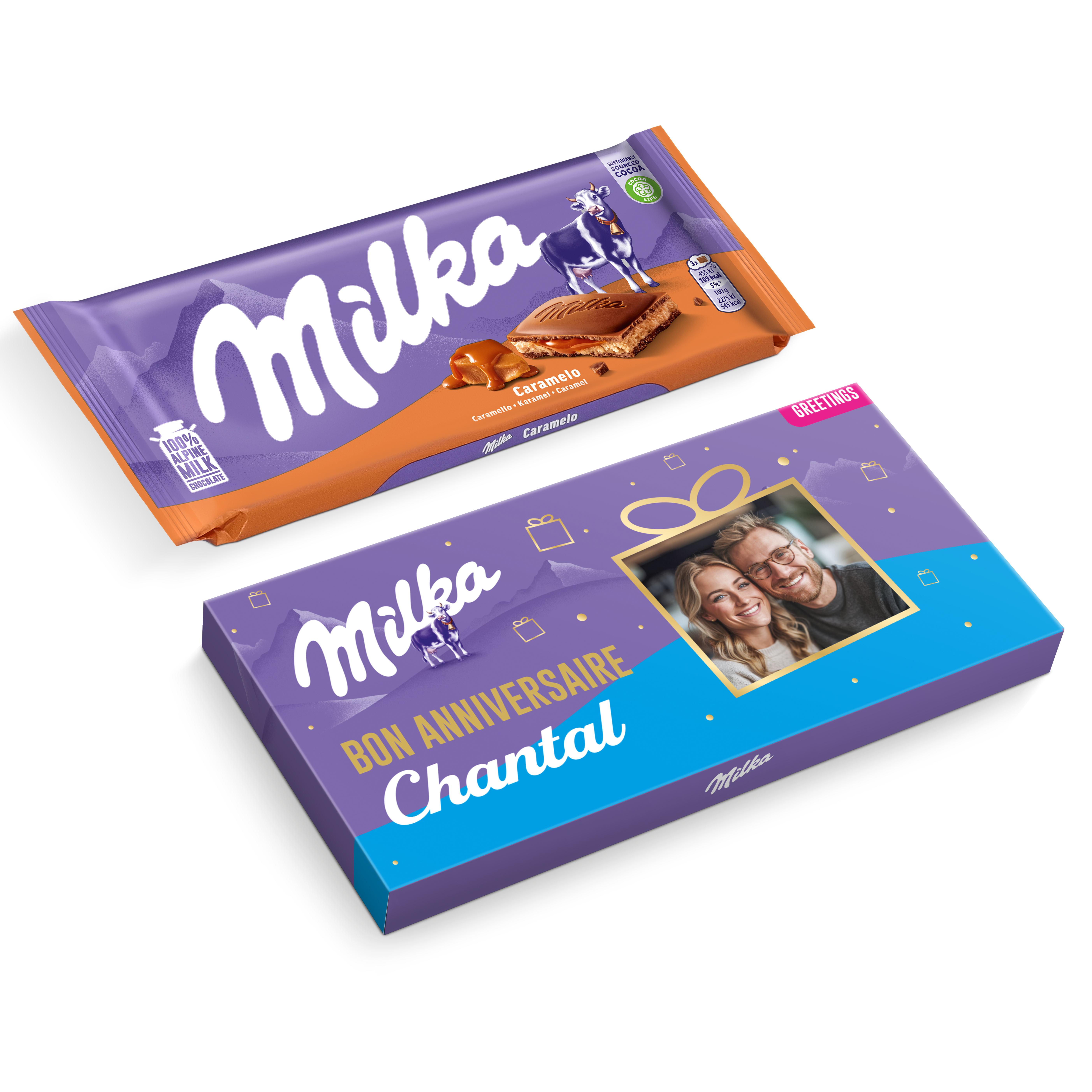Barre Milka personnalisée - Caramel 