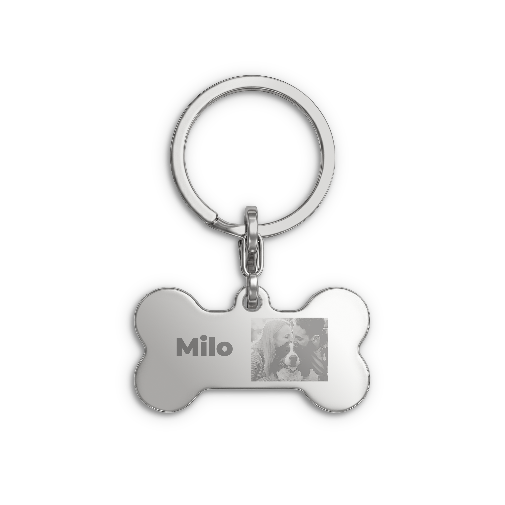 Personalisierter Schlüsselanhänger - Foto - Knochen - Silber
