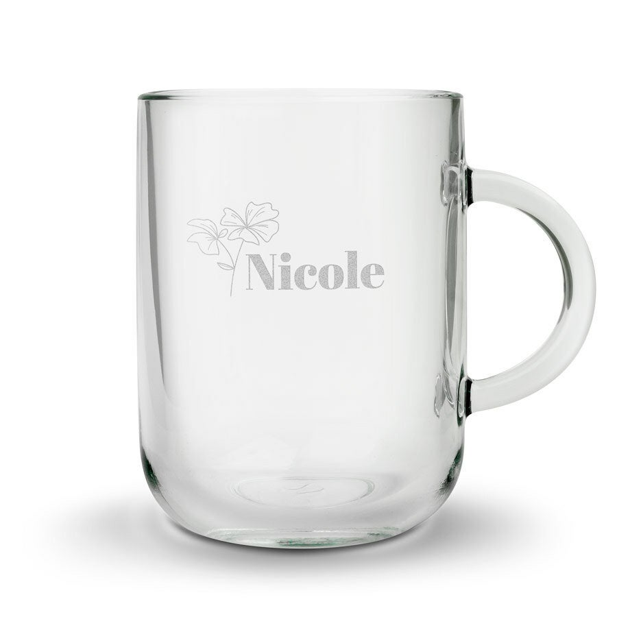 Personalised glass mug - Round - 2 pcs - Engraved