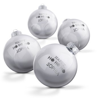 Baloane de sticlă personalizate - Argint (4 bucăți)