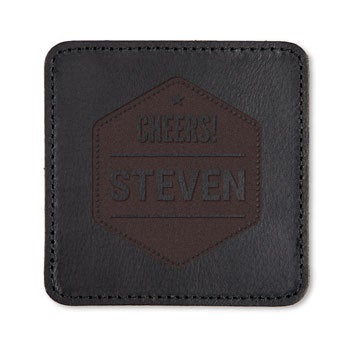 Leather coasters - Black - 4 pieces