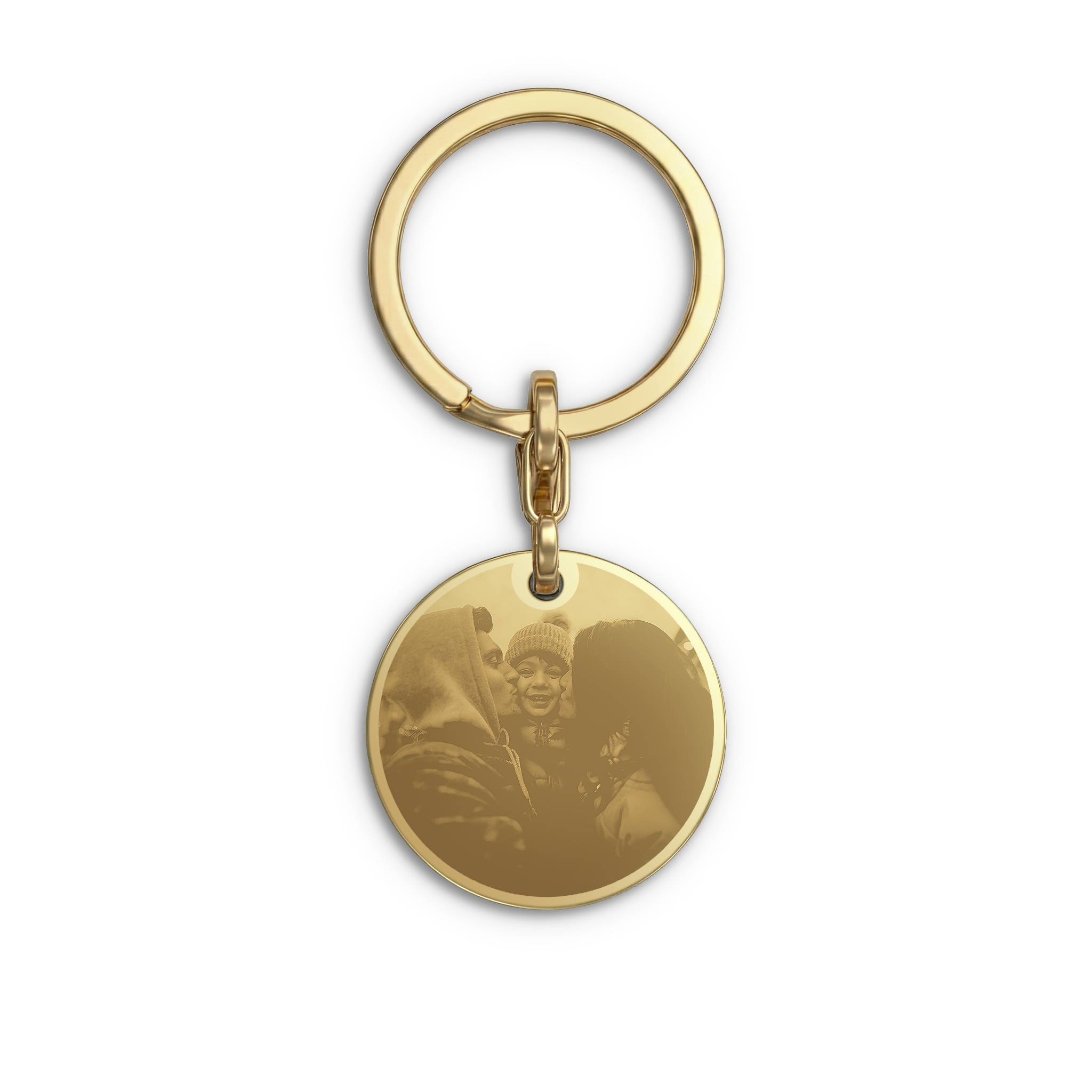 Personalisierter Schlüsselanhänger - Foto - Rund - Gold