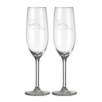 Personliga champagneflöjter - Alla hjärtans dag