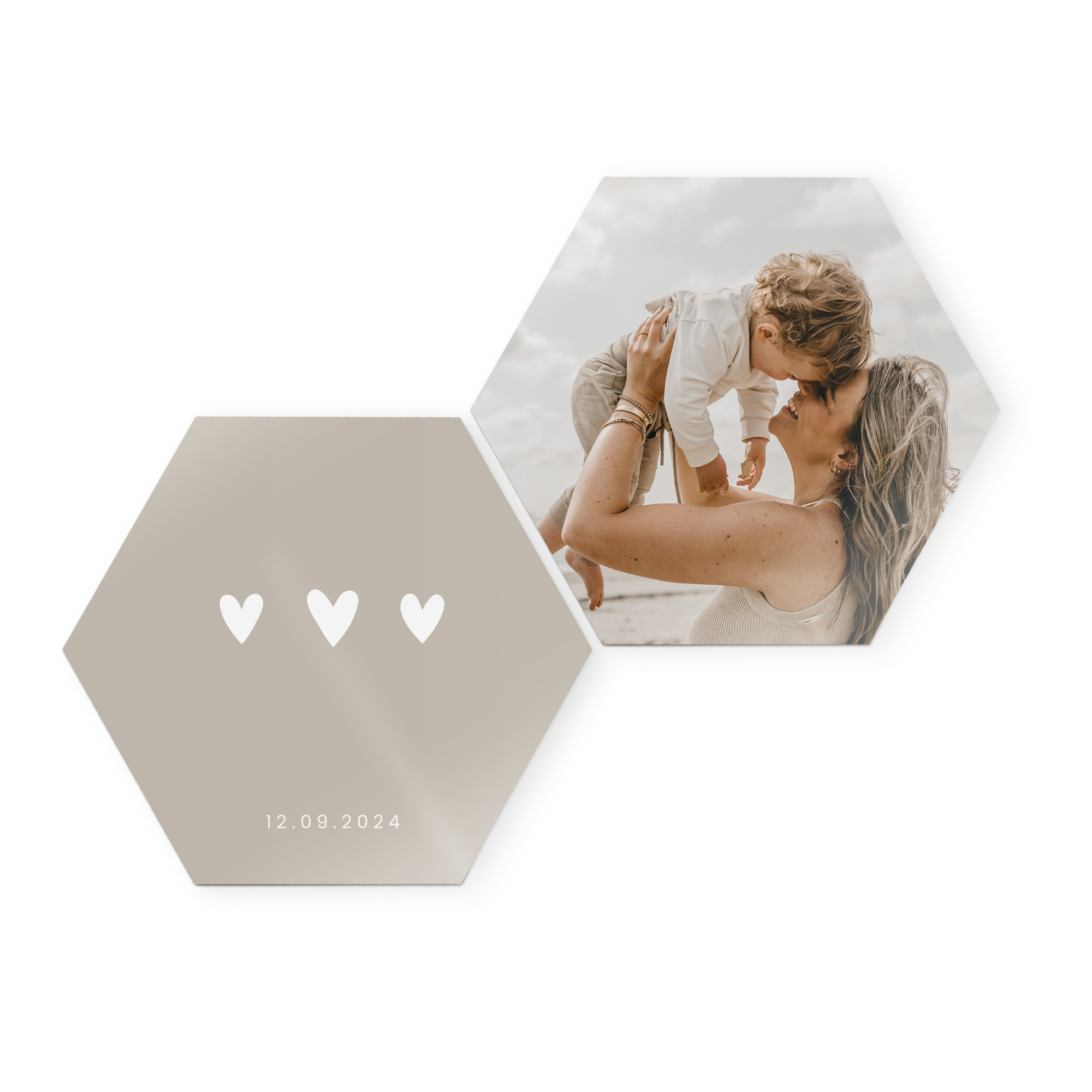Wandpanelen met foto of naam - Hexagon - 2 stuks