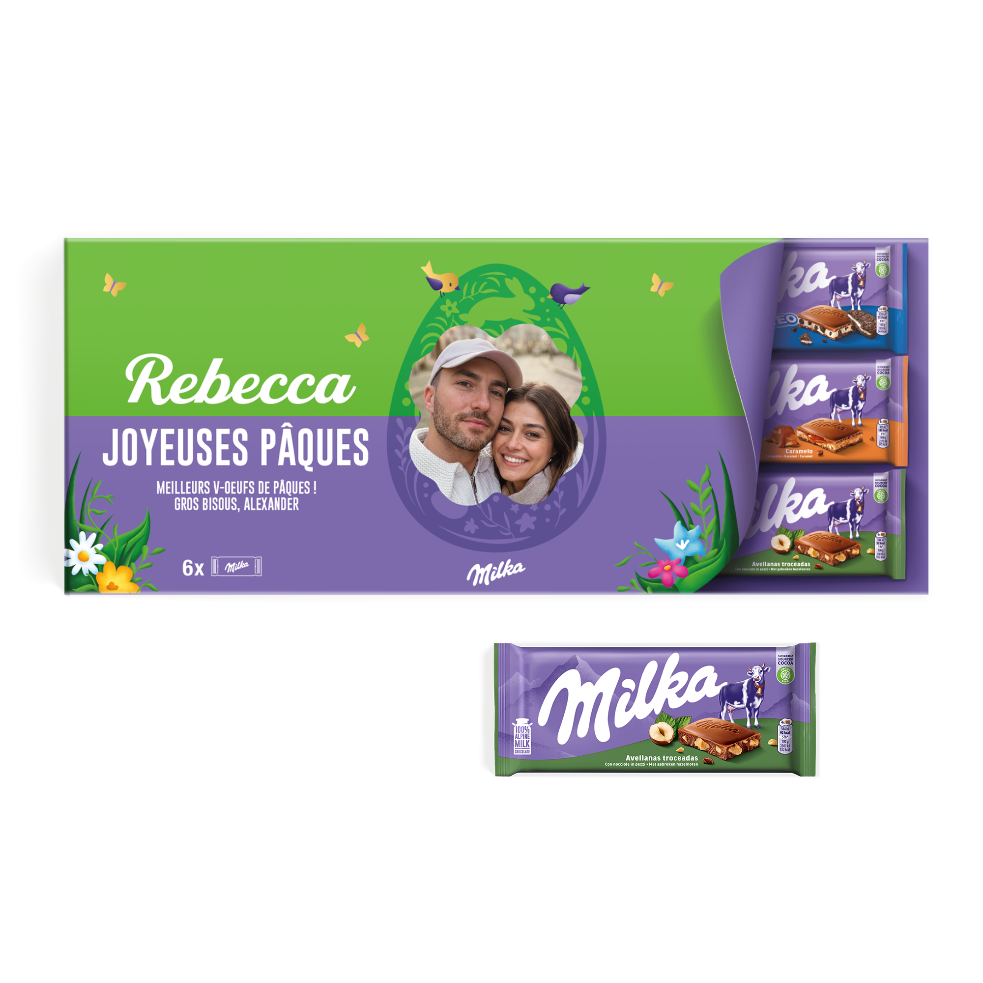 Méga tablette de chocolat Milka personnalisée - 6 tablettes