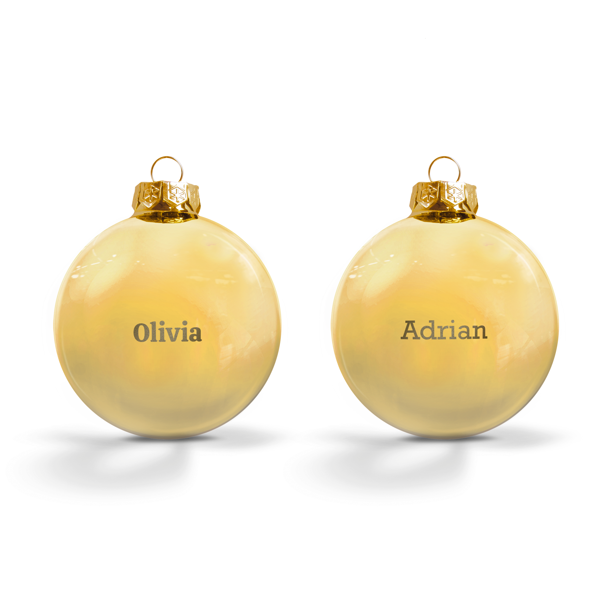 Personalised glass baubles - Gold (set of 2)