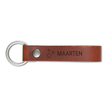 Luxe leren sleutelhanger - Bruin