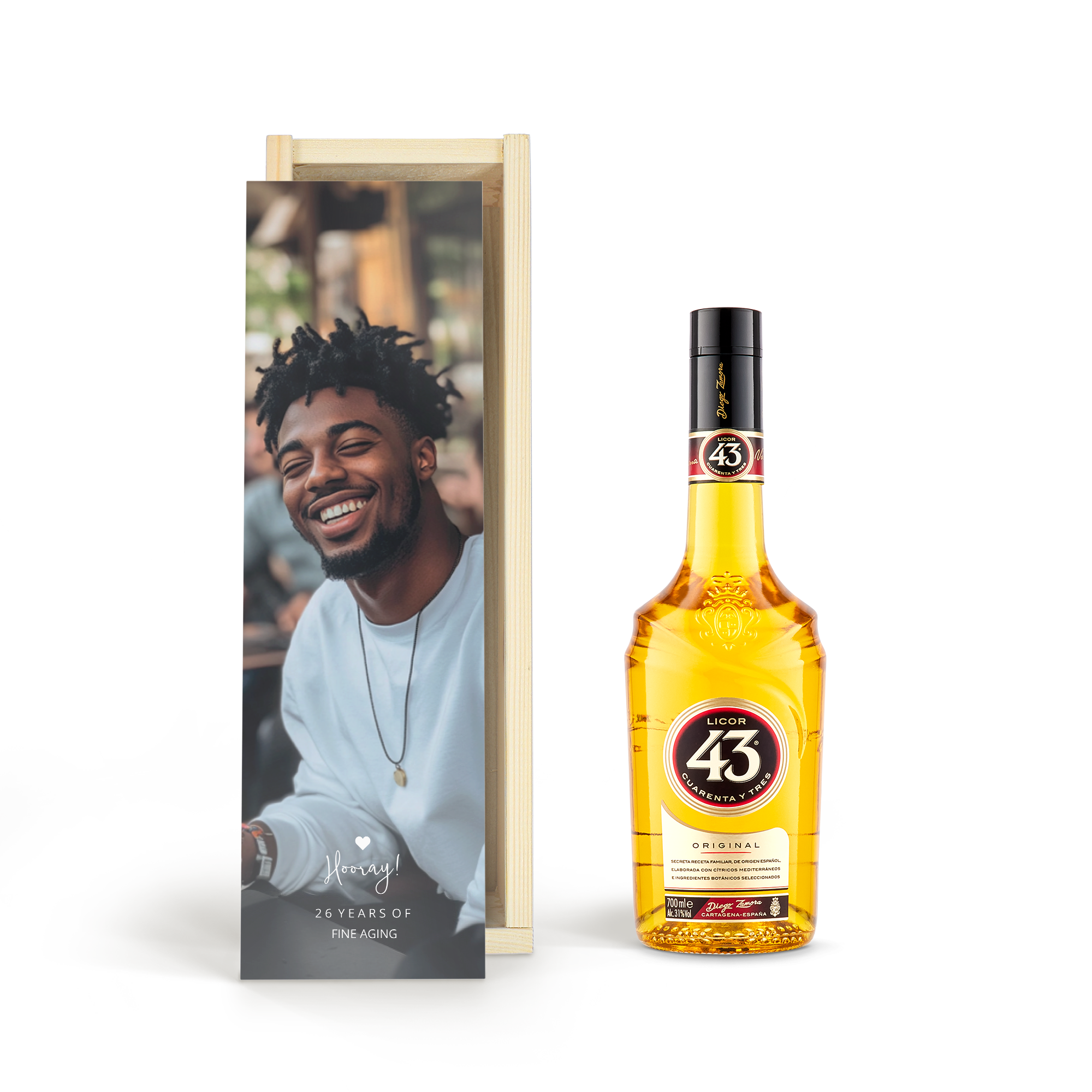 Personalised Licor 43 Liqueur Gift - Wooden Case