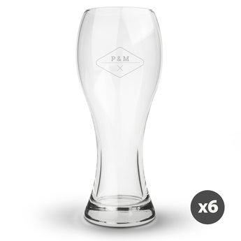 Ölglas med gravyr - Vasformat - 6 stycken
