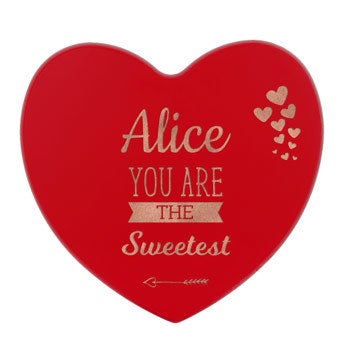 Fából készült szív - piros