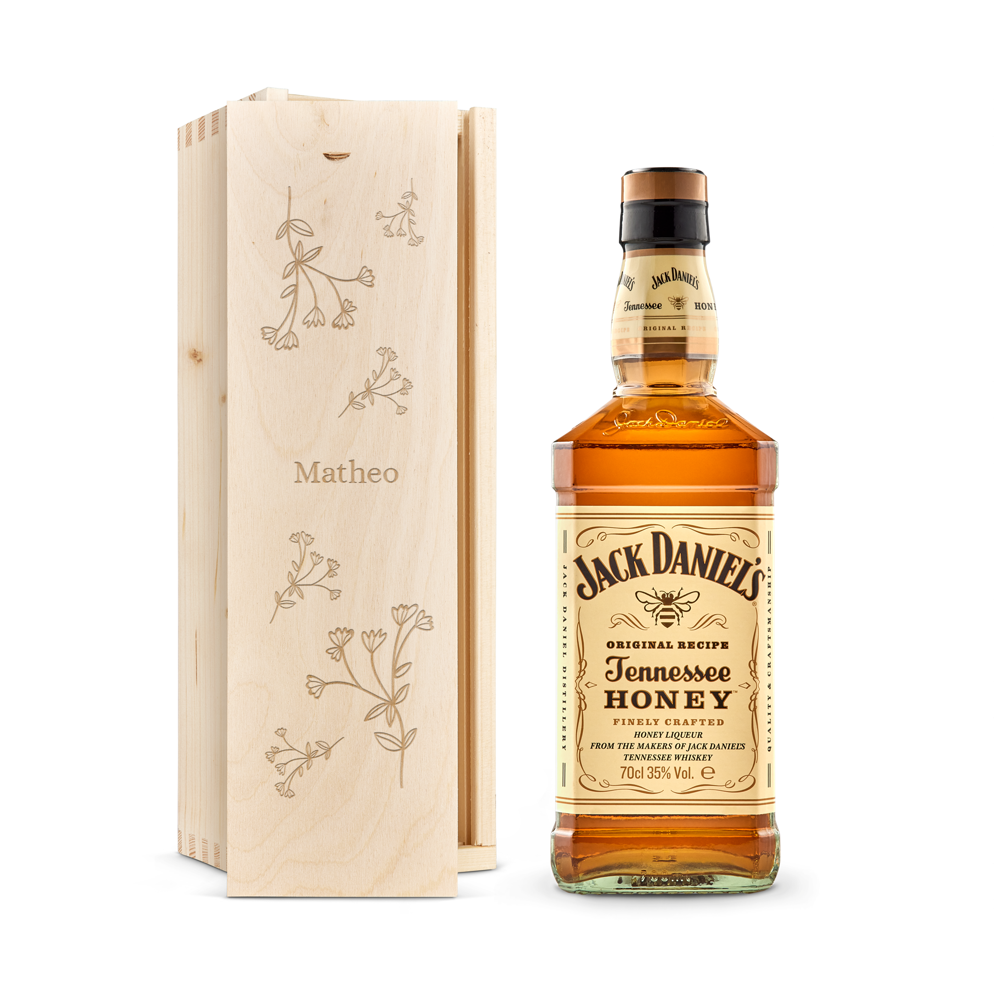Jack Daniels Honey Bourbon – indgraveret æske