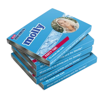Personalised Mentos chewing gum packs