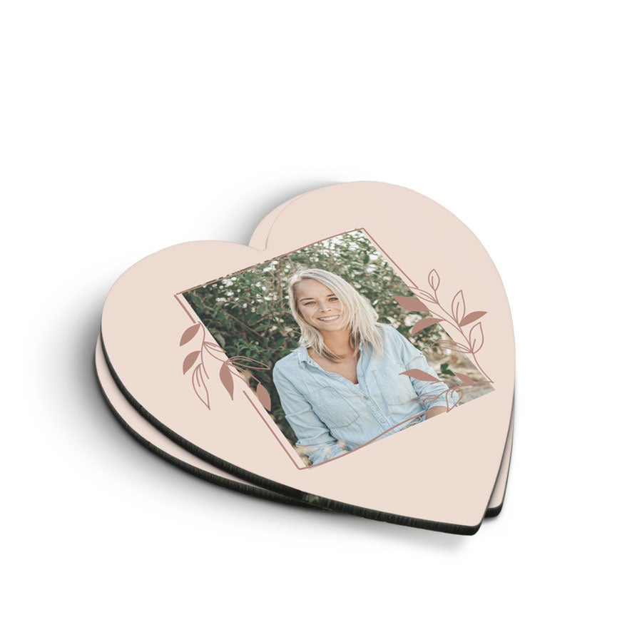 Personalised coasters - Hardboard - Heart - 2 pcs