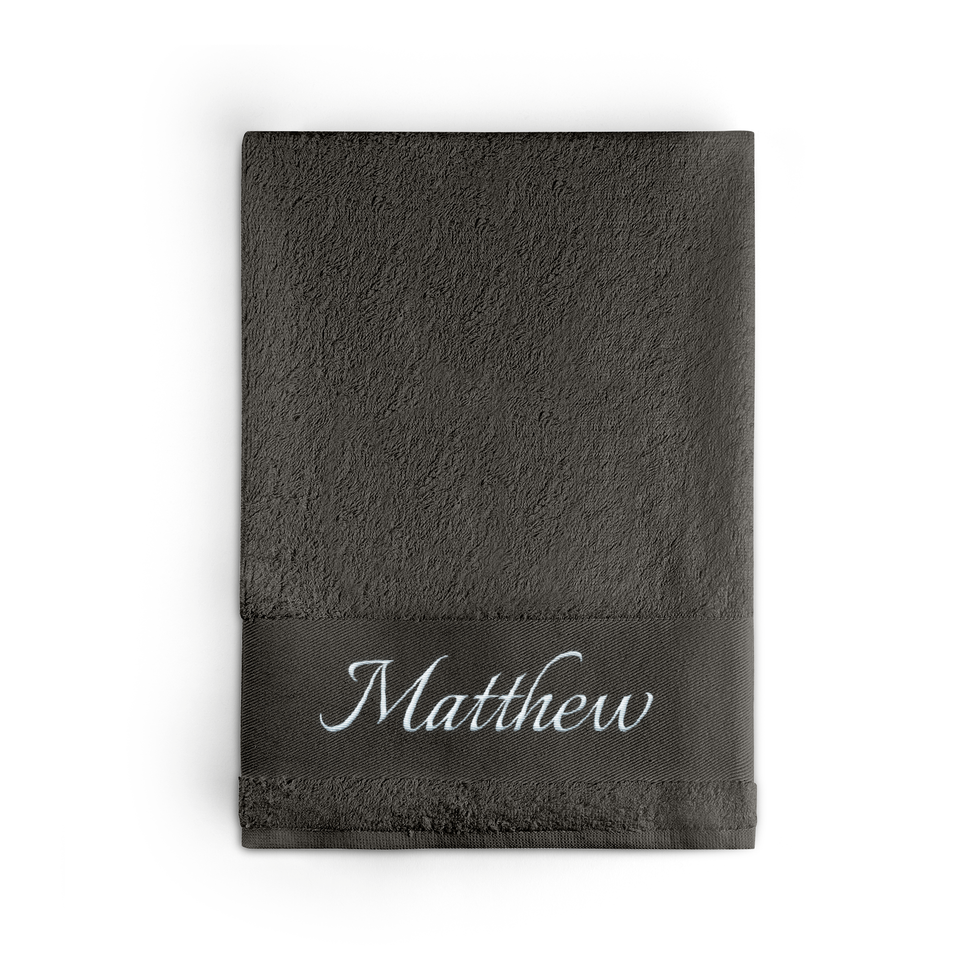 Embroidered bath towel - Anthracite