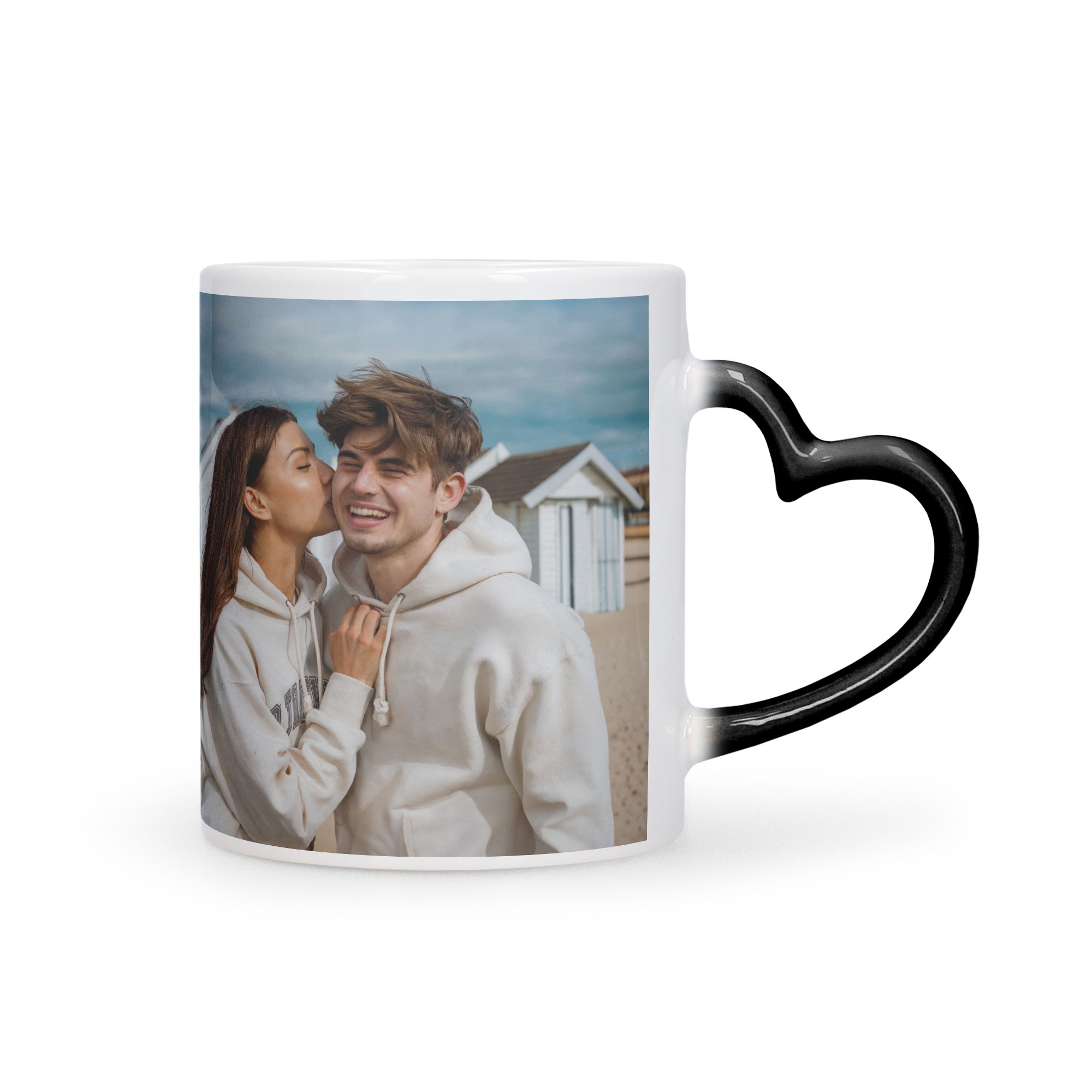 Mug magique personnalisé avec poignée en forme de cœur