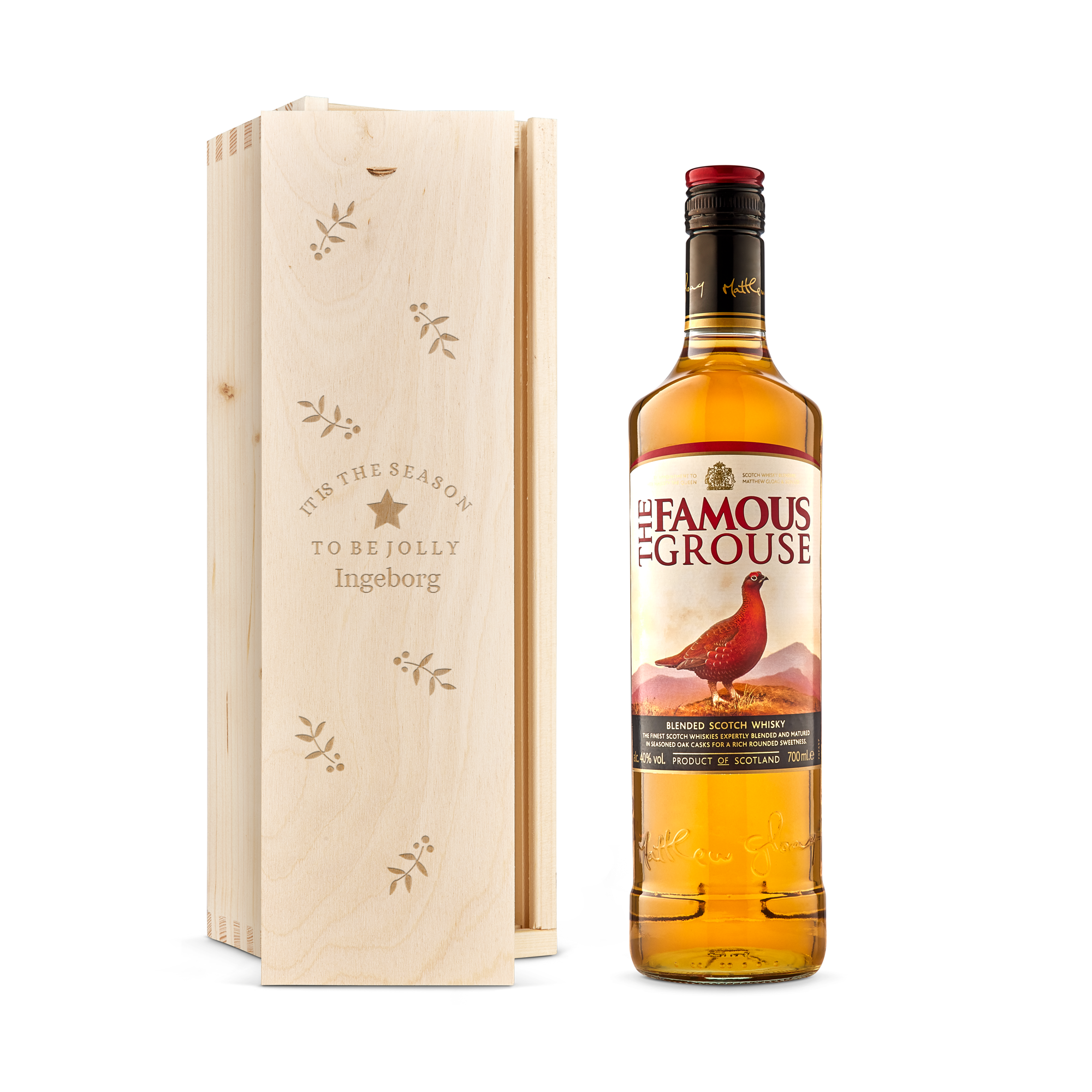 Whisky Famous Grouse - in Holzkiste mit Gravur