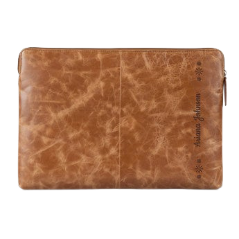 Personalised laptop sleeve - Leather - Brown - Engraved - 15''