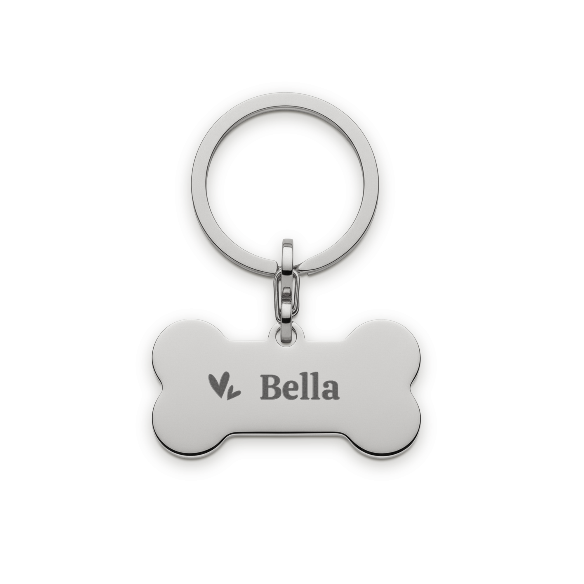 Engraved key ring - Bone - Silver