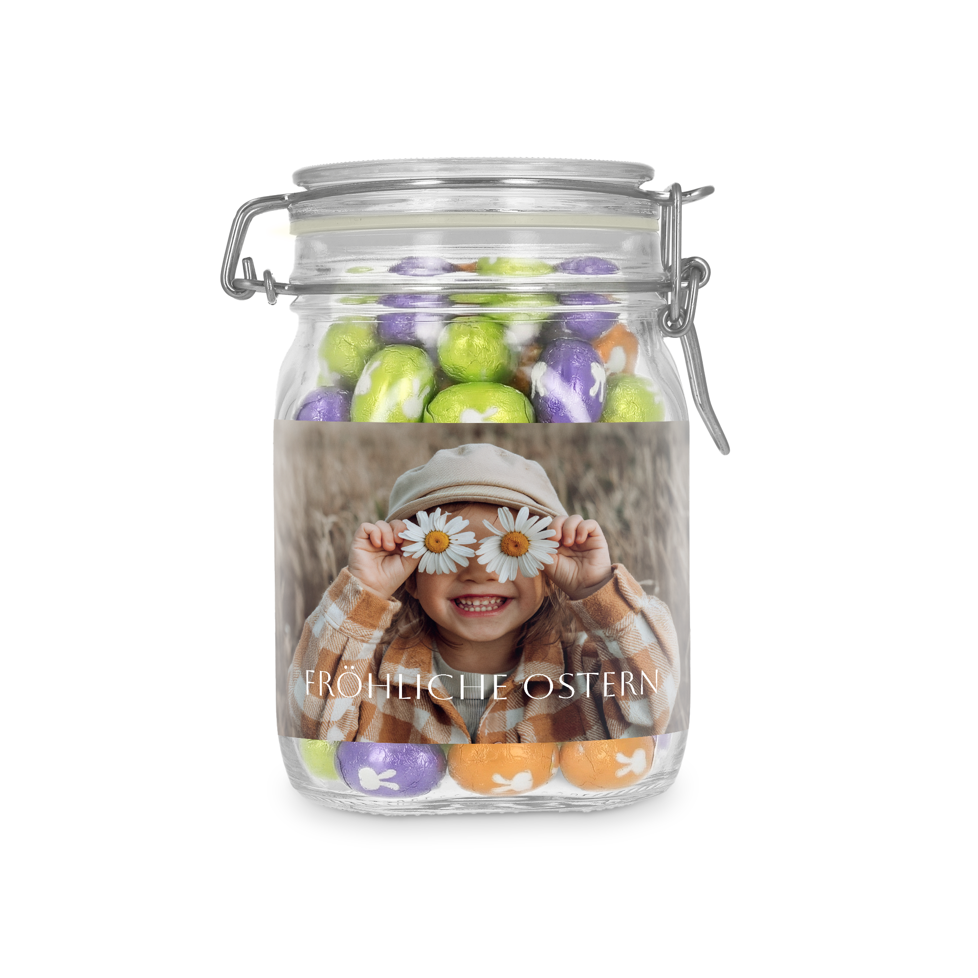 Personalisiertes Bonbonglas – 1L – Schokoladeneier