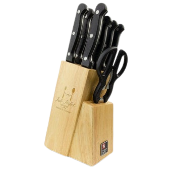 Knivblokk av tre med navn