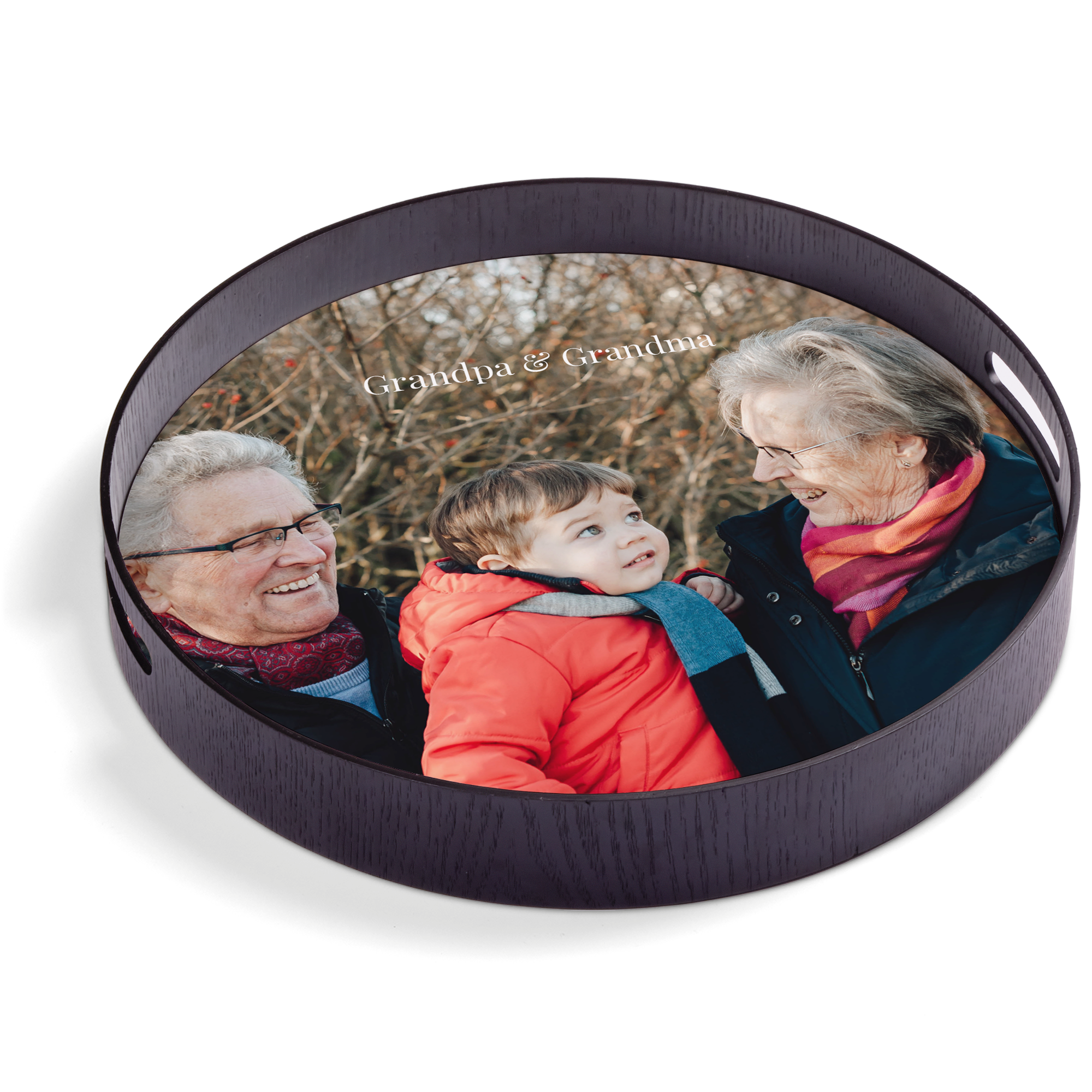 Personalised serving tray - Round - Black - 40 cm