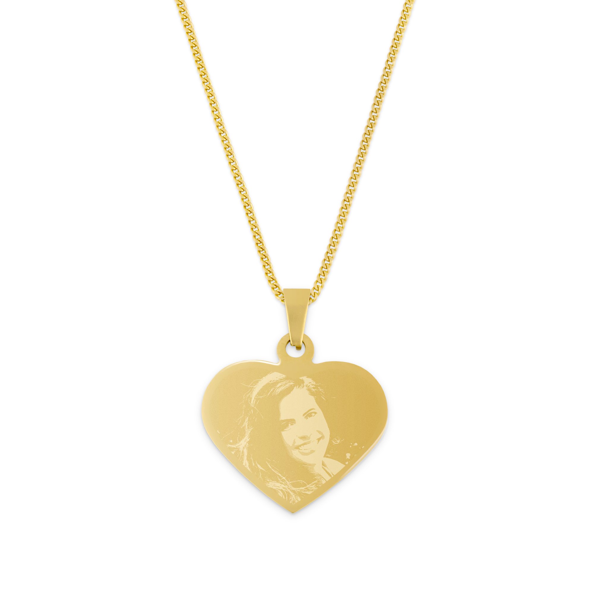 Srdcový náhrdelník s fotografií - zlatý