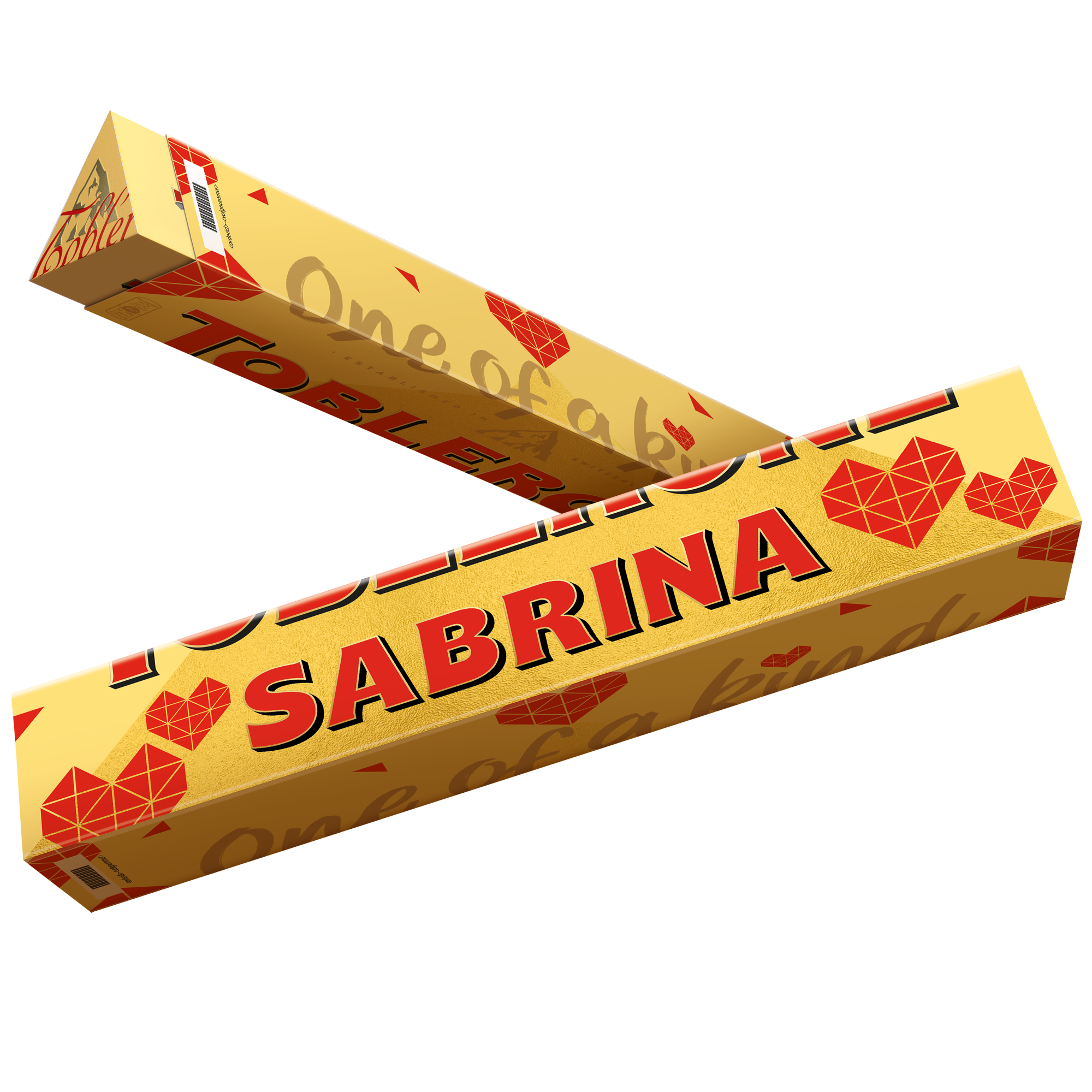 Szerelmes témájú Toblerone csokoládé névvel és fényképpel -L