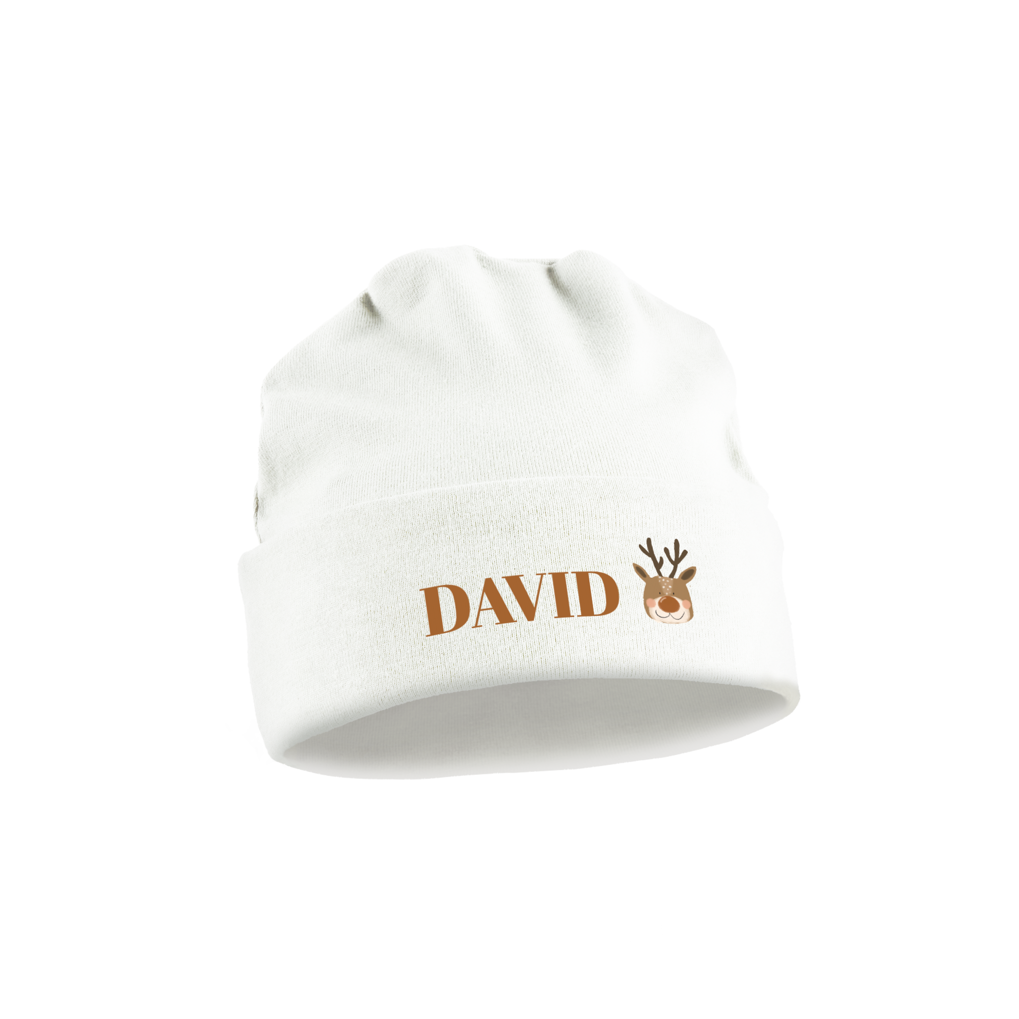 Personalised Baby Beanie - First Christmas - White