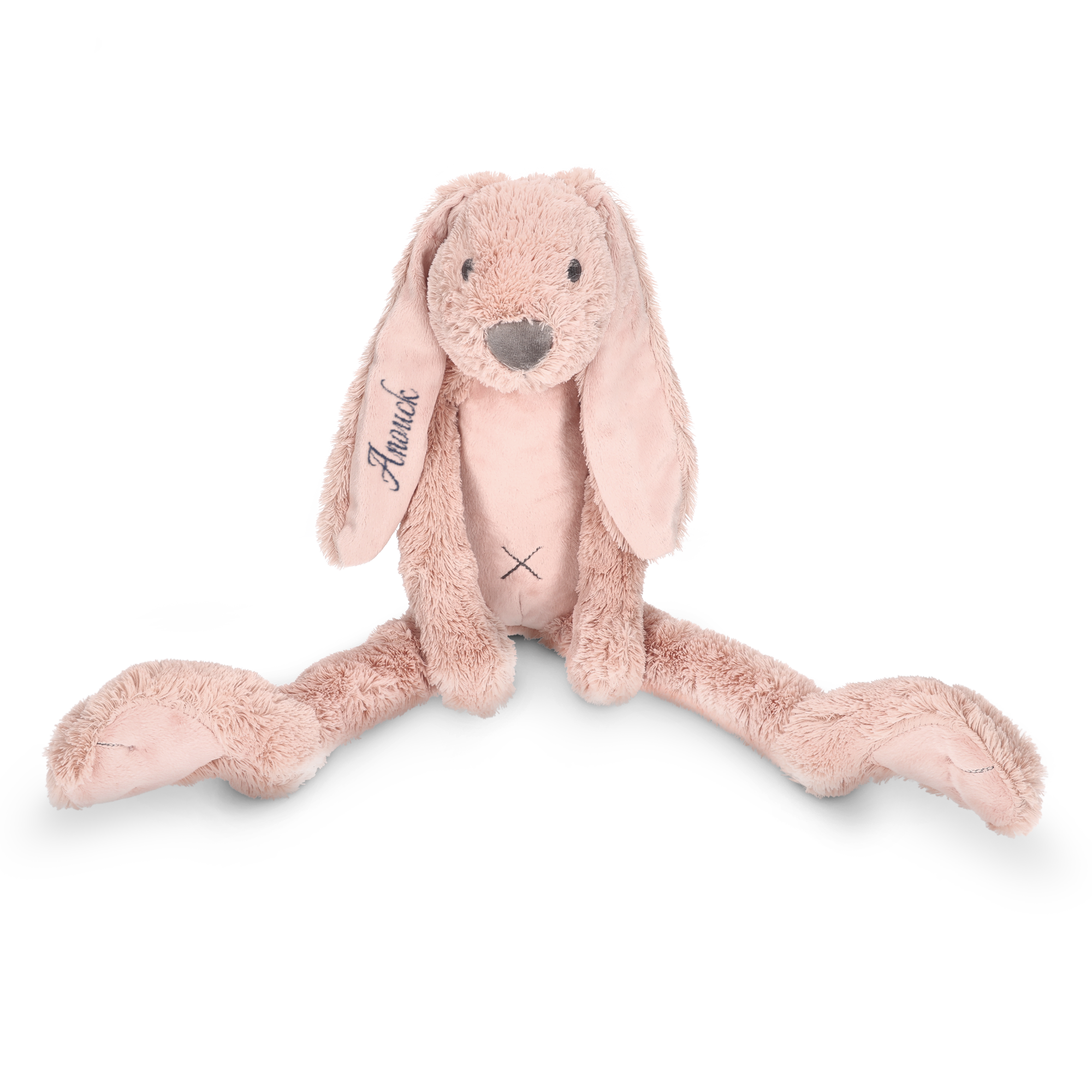 Lapin en peluche brodé Grand - Richie Tuttle - Rose