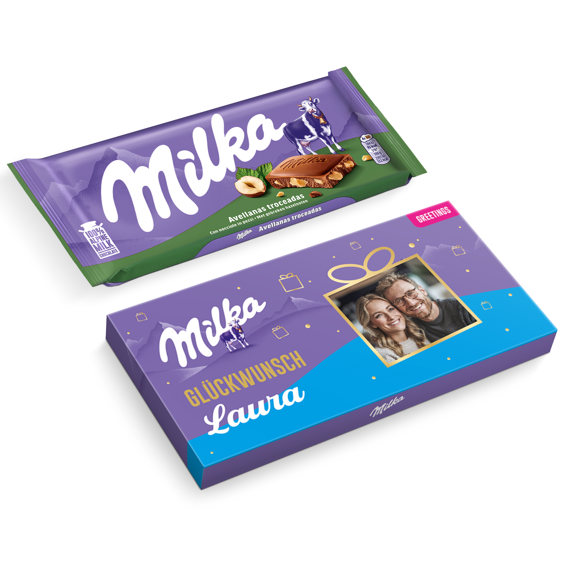 Milka-Schokoladen-Grußkarte - Haselnuss - Milka Design