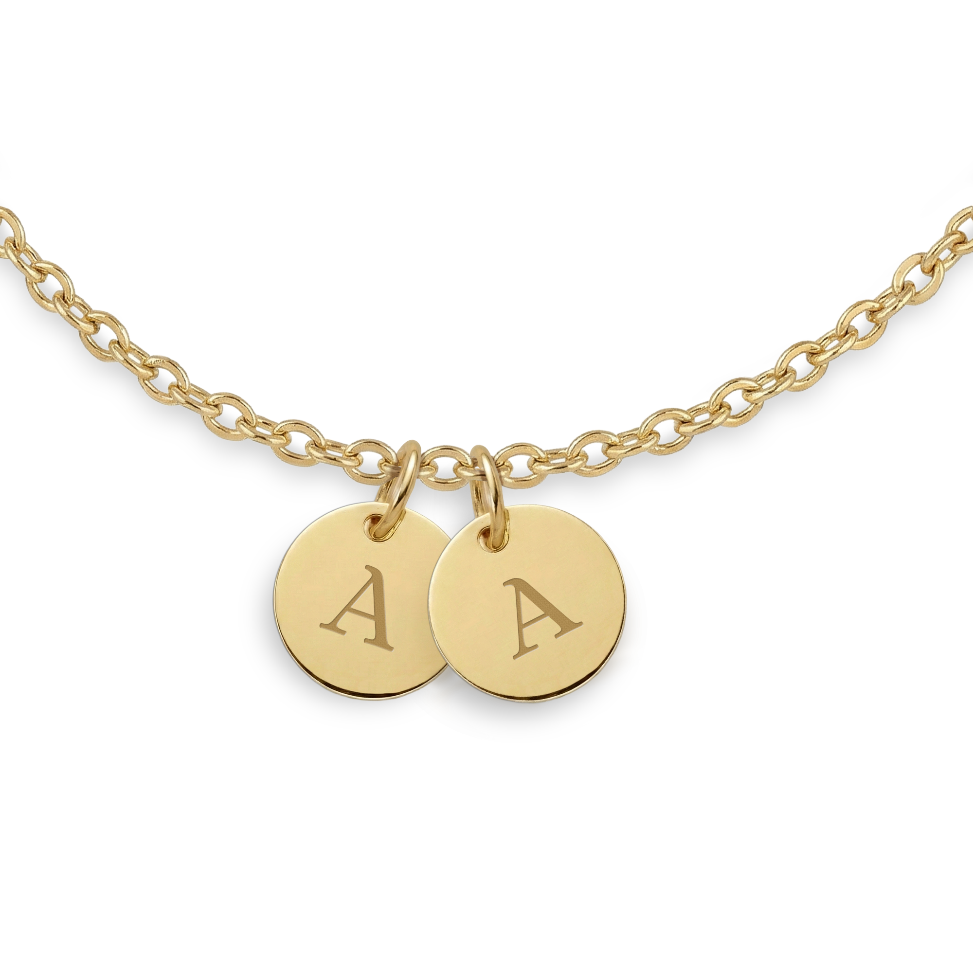 Halskette mit Initialen - Rund - Gold - 2 Stück