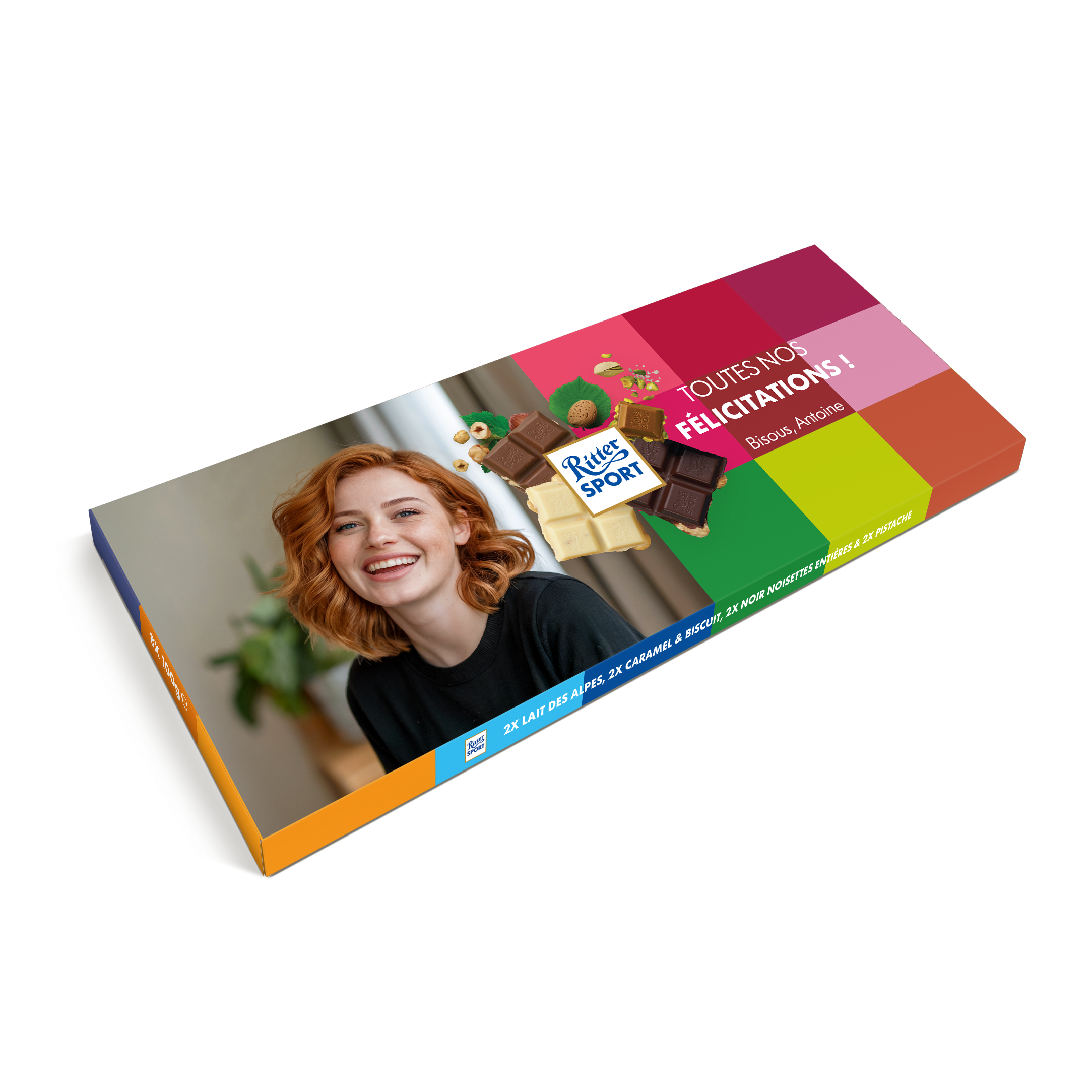 Barre de chocolat géante personnalisée Ritter Sport - 8 pièces