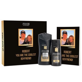 Set regalo Axe personalizzato - Bodywash & deodorante + bullet journal (Oro)