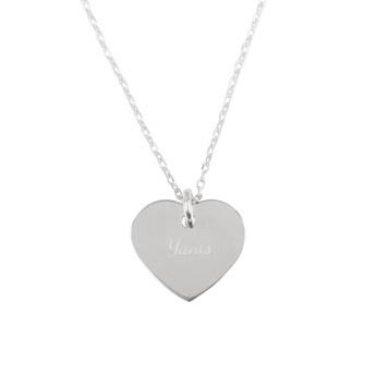 Collier coeur prénom gravé - Argent