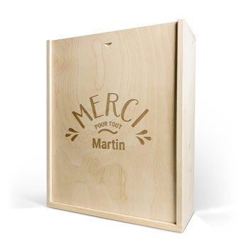 Caisse à vin – couvercle gravé - 3 bouteilles